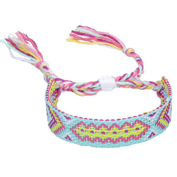 PandaHall Polyester-cotton Braided Rhombus Pattern Cord Bracelet, Ethnic Tribal Adjustable Brazilian Bracelet for Women, Light Cyan...
PandaHall Polyester-cotton Braided Rhombus Pattern Cord Bracelet, Ethnic Tribal Adjustable Brazilian Bracelet for Women, Light Cyan...