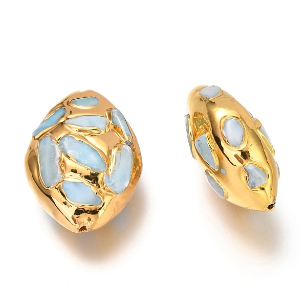 PandaHall Natural Larimar Beads Beads, Brass Edge Golden Plated, Oval, 28.5~32x22~24x12.5~15mm, Hole: 1.2mm Larimar Oval
PandaHall Natural Larimar Beads Beads, Brass Edge Golden Plated, Oval, 28.5~32x22~24x12.5~15mm, Hole: 1.2mm Larimar Oval