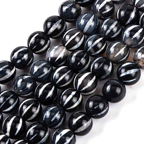 PandaHall Tibetan Style dZi Beads Strands, Etched Line Natural Agate Beads, Dyed & Heated, Round with Striped Pattern, Black, 8~8.5mm, Hole...
PandaHall Tibetan Style dZi Beads Strands, Etched Line Natural Agate Beads, Dyed & Heated, Round with Striped Pattern, Black, 8~8.5mm, Hole...