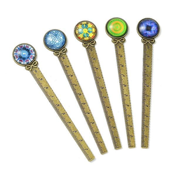 PandaHall Mosaic Printed Glass Cabochons Bookmarks, Tibetan Style Alloy Bookmark Rulers, Antique Bronze, 129x22mm Alloy
PandaHall Mosaic Printed Glass Cabochons Bookmarks, Tibetan Style Alloy Bookmark Rulers, Antique Bronze, 129x22mm Alloy