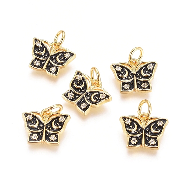 PandaHall Brass Micro Pave Cubic Zirconia Charms, with Enamel, Jump Rings, Butterfly, Black, Black, 10x12x2mm, Hole: 3.4mm Brass+Cubic...
PandaHall Brass Micro Pave Cubic Zirconia Charms, with Enamel, Jump Rings, Butterfly, Black, Black, 10x12x2mm, Hole: 3.4mm Brass+Cubic...
