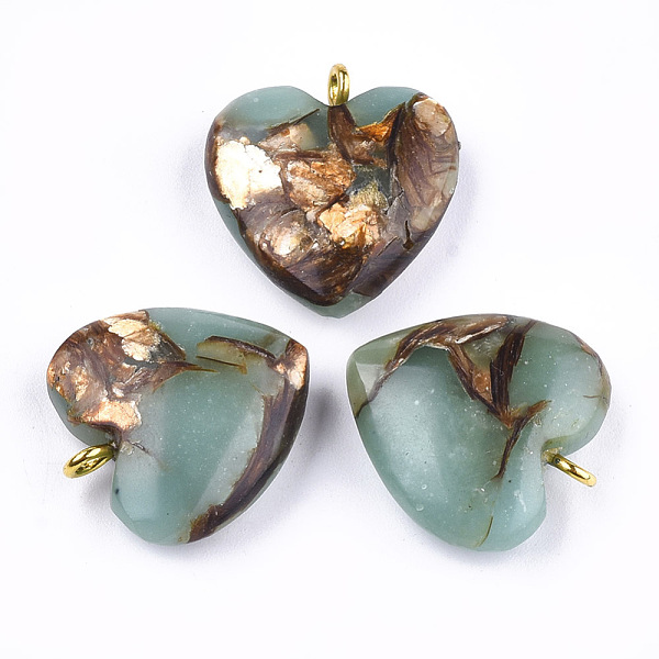 PandaHall Assembled Bronzite and Aqua Terra Jasper Pendants, with Iron Findings, Heart, Golden, 20~22x19~20x5~7mm, Hole: 2mm Aqua Terra...
PandaHall Assembled Bronzite and Aqua Terra Jasper Pendants, with Iron Findings, Heart, Golden, 20~22x19~20x5~7mm, Hole: 2mm Aqua Terra...