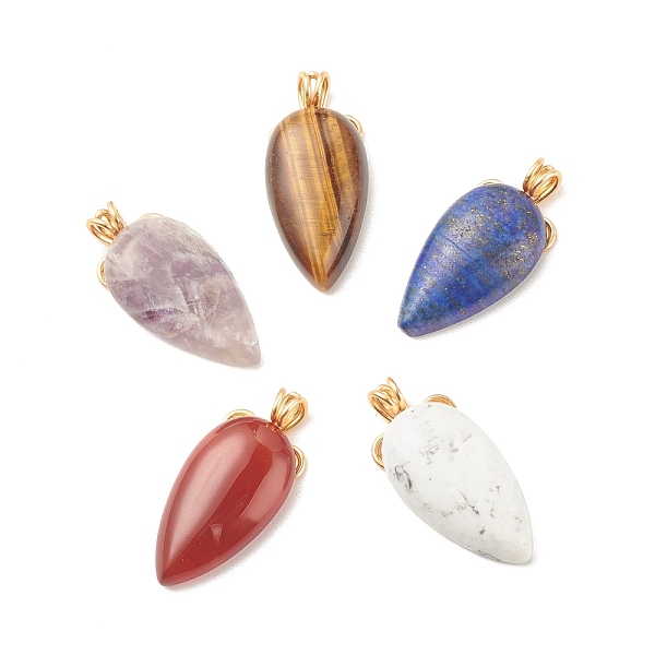 PandaHall Natural Mixed Stone Pendants, with Copper Wire Wrapped, Teardrop, Golden, 32~33.5x15~15.5x6.5~8mm, Hole: 3.5mm Mixed Stone...
PandaHall Natural Mixed Stone Pendants, with Copper Wire Wrapped, Teardrop, Golden, 32~33.5x15~15.5x6.5~8mm, Hole: 3.5mm Mixed Stone...