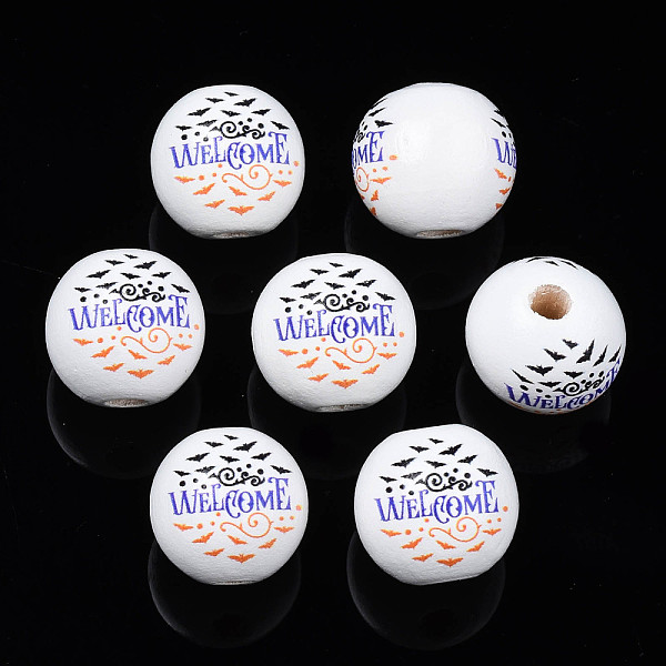 PandaHall Halloween Printed Natural Wood Beads, Round with Bat & Word Welcome, Slate Blue, 15.5x14.5mm, Hole: 4mm Schima Wood Bat
PandaHall Halloween Printed Natural Wood Beads, Round with Bat & Word Welcome, Slate Blue, 15.5x14.5mm, Hole: 4mm Schima Wood Bat