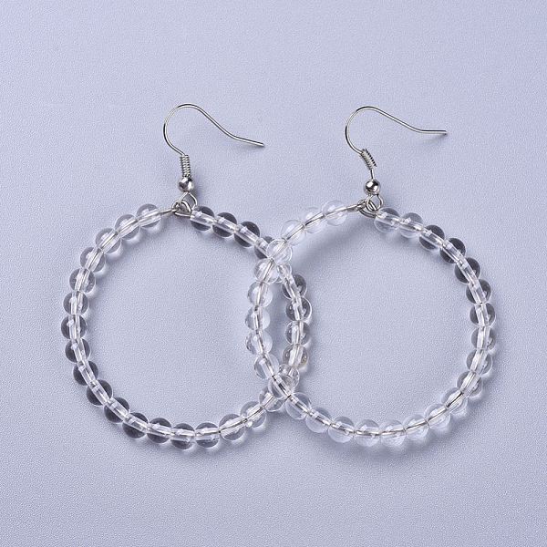 PandaHall Natural Quartz Crystal Dangle Earrings, with Stainless Steel Hook, Ring, 60~61x44mm, Pin: 0.6mm Quartz Crystal
PandaHall Natural Quartz Crystal Dangle Earrings, with Stainless Steel Hook, Ring, 60~61x44mm, Pin: 0.6mm Quartz Crystal