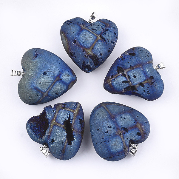 PandaHall Electroplate Natural Druzy Agate Pendants, with Brass Findings, Heart, Platinum, Steel Blue, 29~32x30~31x13~15mm, Hole: 3.5x4.5mm...
PandaHall Electroplate Natural Druzy Agate Pendants, with Brass Findings, Heart, Platinum, Steel Blue, 29~32x30~31x13~15mm, Hole: 3.5x4.5mm...