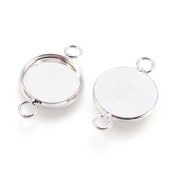 PandaHall Brass Cabochon Connector Settings, Plain Edge Bezel Cups, Flat Round, Silver, Tray: 12mm, 22x14x2mm, Hole: 2mm Brass Flat Round
PandaHall Brass Cabochon Connector Settings, Plain Edge Bezel Cups, Flat Round, Silver, Tray: 12mm, 22x14x2mm, Hole: 2mm Brass Flat Round