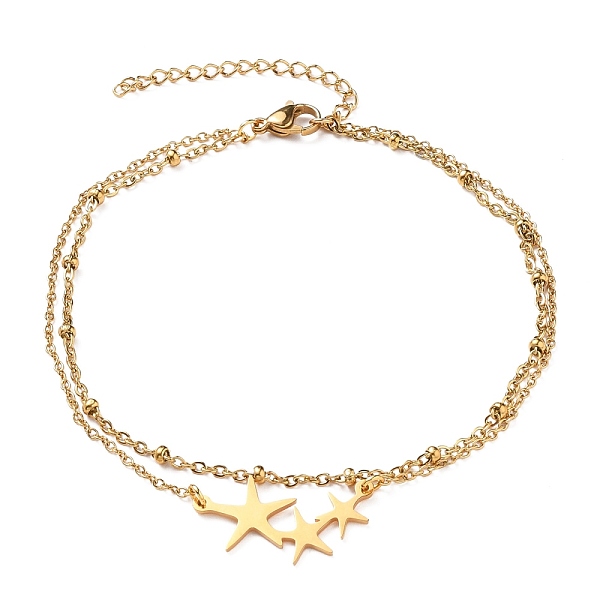 PandaHall Ion Plating(IP) 304 Stainless Steel Multi-strand Anklets, with Satellite Chains and 201 Stainless Steel Star Links, Golden, 9-7/8...
PandaHall Ion Plating(IP) 304 Stainless Steel Multi-strand Anklets, with Satellite Chains and 201 Stainless Steel Star Links, Golden, 9-7/8...