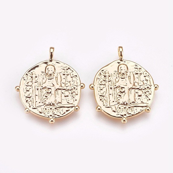 PandaHall Brass Pendants, Nickel Free, Flat Round, Real 18K Gold Plated, 21.5~22x18~19x1.5mm, Hole: 1.2x1.5mm Brass Flat Round
PandaHall Brass Pendants, Nickel Free, Flat Round, Real 18K Gold Plated, 21.5~22x18~19x1.5mm, Hole: 1.2x1.5mm Brass Flat Round