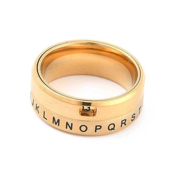 PandaHall Titanium Steel Spinner Ring, with Number & Letter Pattern, Wide Band Rings for Unisex, Golden, 8mm, Inner Diameter: 17.3mm...
PandaHall Titanium Steel Spinner Ring, with Number & Letter Pattern, Wide Band Rings for Unisex, Golden, 8mm, Inner Diameter: 17.3mm...