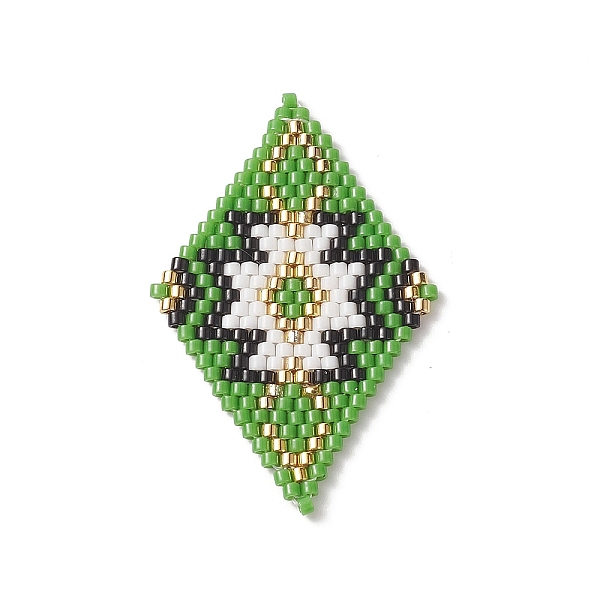 PandaHall Handmade Loom Pattern MIYUKI Seed Beads, Rhombus with Flower Pendants, Medium Sea Green, 41.5x26.5x2mm, Hole: 0.8mm Glass Rhombus
PandaHall Handmade Loom Pattern MIYUKI Seed Beads, Rhombus with Flower Pendants, Medium Sea Green, 41.5x26.5x2mm, Hole: 0.8mm Glass Rhombus