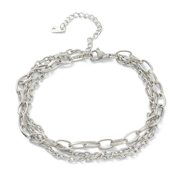 PandaHall 304 Stainless Steel Cable Chain Multi-strand Bracelets, with Lobster Claw Clasps, Textured, Stainless Steel Color, 8-3/8 inch...
PandaHall 304 Stainless Steel Cable Chain Multi-strand Bracelets, with Lobster Claw Clasps, Textured, Stainless Steel Color, 8-3/8 inch...
