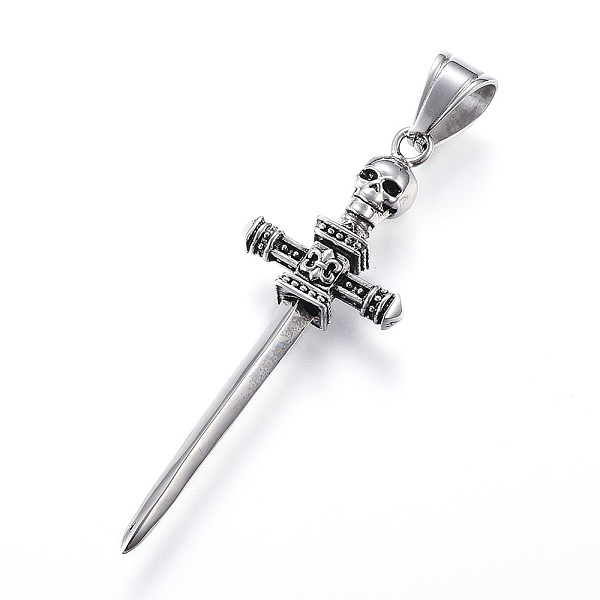 PandaHall 316 Surgical Stainless Steel Big Pendants, Sword with Skull, Antique Silver, 58x20x7mm, Hole: 7x10mm 316 Surgical Stainless Steel...
PandaHall 316 Surgical Stainless Steel Big Pendants, Sword with Skull, Antique Silver, 58x20x7mm, Hole: 7x10mm 316 Surgical Stainless Steel...