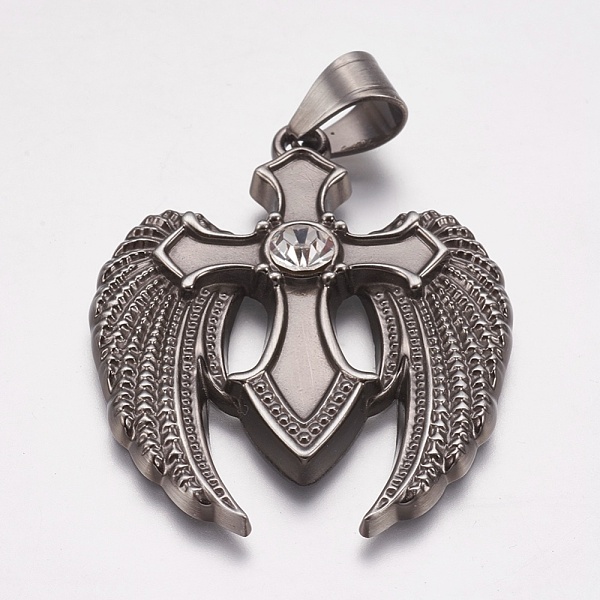 PandaHall 304 Stainless Steel Pendants, with Rhinestone, Wing with Cross, Crystal, Antique Silver, 39x49x5mm, Hole: 7x9mm Stainless..., Clear
PandaHall 304 Stainless Steel Pendants, with Rhinestone, Wing with Cross, Crystal, Antique Silver, 39x49x5mm, Hole: 7x9mm Stainless..., Clear