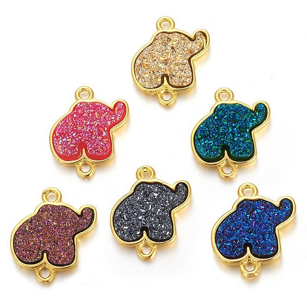 PandaHall Brass Links connectors, with Druzy Resin, Golden Plated Color, Elephant, Mixed Color, 18.5x15x3mm, Hole: 1.7mm Brass+Resin..., Multicolor
PandaHall Brass Links connectors, with Druzy Resin, Golden Plated Color, Elephant, Mixed Color, 18.5x15x3mm, Hole: 1.7mm Brass+Resin..., Multicolor