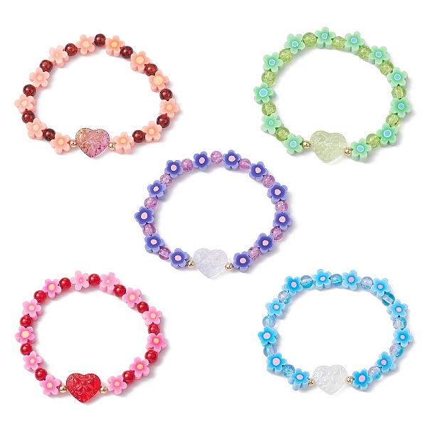 PandaHall Handmade Flower Polymer Clay Stretch Bracelets, Crackle Glass Heart Beaded Bracelets for Women, Mixed Color, Inner Diameter: 2-1/8..., Multicolor
PandaHall Handmade Flower Polymer Clay Stretch Bracelets, Crackle Glass Heart Beaded Bracelets for Women, Mixed Color, Inner Diameter: 2-1/8..., Multicolor