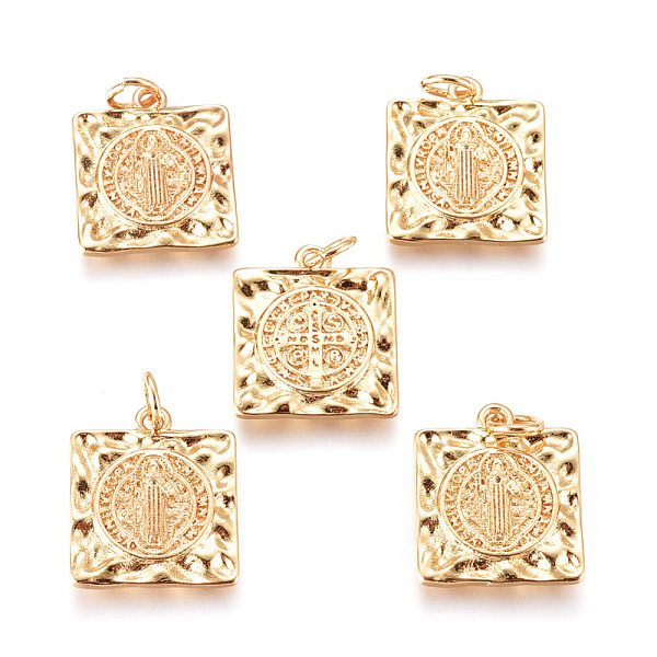 PandaHall Brass Pendants, with Jump Rings, Hammered, for religion, Saint Benedict Medal, Square, Golden, 17x15x2mm, Jump Rings: 3mm Inner...
PandaHall Brass Pendants, with Jump Rings, Hammered, for religion, Saint Benedict Medal, Square, Golden, 17x15x2mm, Jump Rings: 3mm Inner...
