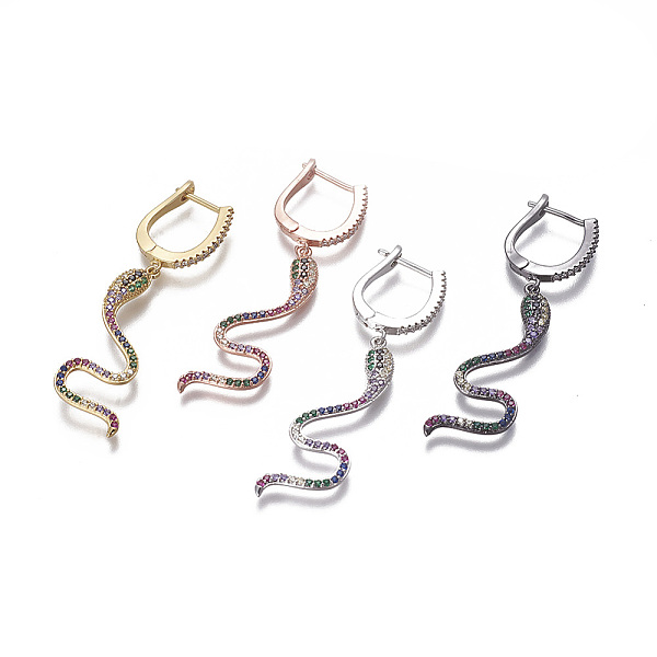 PandaHall Brass Dangle Hoop Earrings, with Micro Pave Cubic Zirconia, Snake, Colorful, Mixed Color, 55mm, Pin: 1mm Cubic Zirconia Snake
PandaHall Brass Dangle Hoop Earrings, with Micro Pave Cubic Zirconia, Snake, Colorful, Mixed Color, 55mm, Pin: 1mm Cubic Zirconia Snake