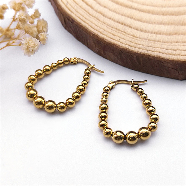 PandaHall 304 Stainless Steel Beaded Hoop Earrings, Teardrop, Golden, 30.5x23x5mm 304 Stainless Steel Teardrop
PandaHall 304 Stainless Steel Beaded Hoop Earrings, Teardrop, Golden, 30.5x23x5mm 304 Stainless Steel Teardrop