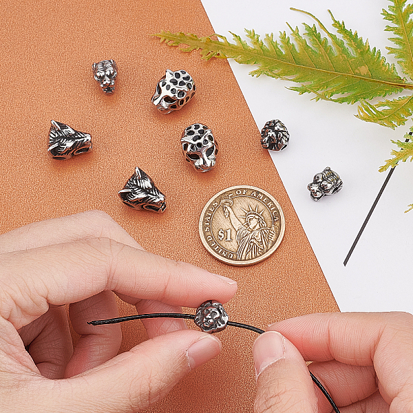 PandaHall DICOSMETIC 8pcs 4 Styles 304 Stainless Steel Tiger/Wolf/Leopard/Lion Head Beads Antique Silver Beads European Loose Beads for...
PandaHall DICOSMETIC 8pcs 4 Styles 304 Stainless Steel Tiger/Wolf/Leopard/Lion Head Beads Antique Silver Beads European Loose Beads for...