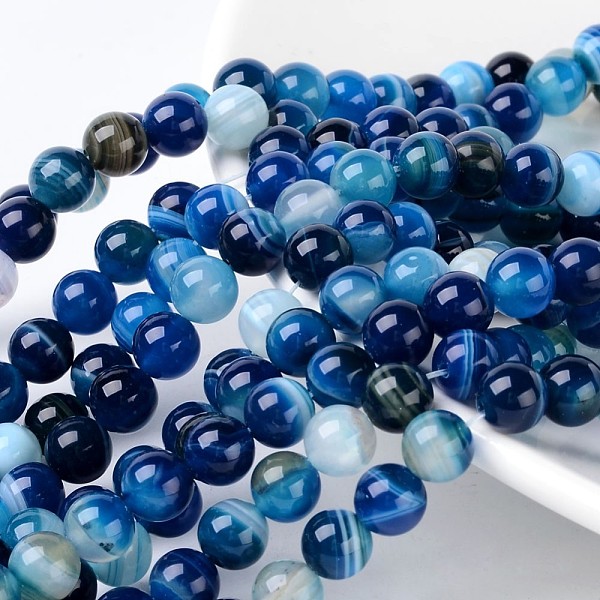 PandaHall Natural Striped Agate/Banded Agate Beads, Round, Grade A, Dyed, Blue, Size: about 8mm in diameter, hole: 1mm, 43pcs/strand, 15.5...
PandaHall Natural Striped Agate/Banded Agate Beads, Round, Grade A, Dyed, Blue, Size: about 8mm in diameter, hole: 1mm, 43pcs/strand, 15.5...