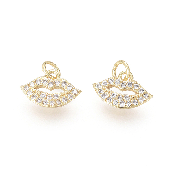 PandaHall Brass Charms, with Clear Cubic Zirconia and Jump Rings, Lip, Golden, 7x10.5x2mm, Hole: 2.5mm Brass+Cubic Zirconia Lip Clear
PandaHall Brass Charms, with Clear Cubic Zirconia and Jump Rings, Lip, Golden, 7x10.5x2mm, Hole: 2.5mm Brass+Cubic Zirconia Lip Clear