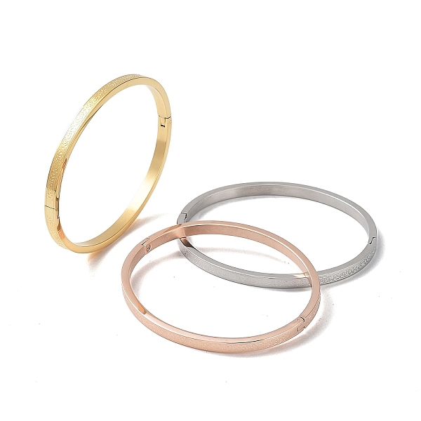 PandaHall 3Pcs 3 Color 304 Stainless Steel Textured Bangles Set, Mixed Color, 2x2-3/8 inch(50x59mm), 1Pc/color 304 Stainless Steel
PandaHall 3Pcs 3 Color 304 Stainless Steel Textured Bangles Set, Mixed Color, 2x2-3/8 inch(50x59mm), 1Pc/color 304 Stainless Steel