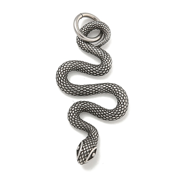 PandaHall 316 Surgical Stainless Steel Pendants, with Jump Ring, Snake Charm, Antique Silver, 44x18.5x3mm, Hole: 7mm 316 Surgical Stainless...
PandaHall 316 Surgical Stainless Steel Pendants, with Jump Ring, Snake Charm, Antique Silver, 44x18.5x3mm, Hole: 7mm 316 Surgical Stainless...