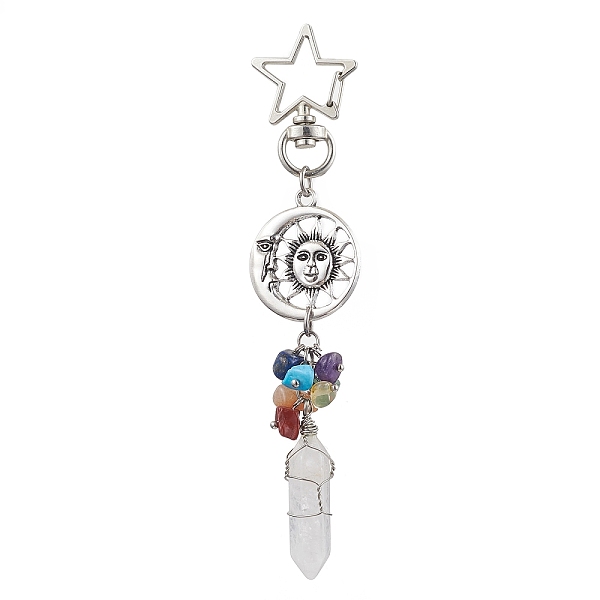 PandaHall Pointed Natural Quartz Crystal Pendant Decorations, with Mixed Gemstone Chip Beads, Alloy Swivel Lobster Clasps and Pendants, Sun...
PandaHall Pointed Natural Quartz Crystal Pendant Decorations, with Mixed Gemstone Chip Beads, Alloy Swivel Lobster Clasps and Pendants, Sun...