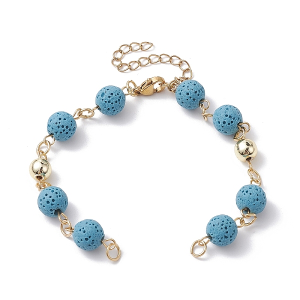 PandaHall Dyed Natural Lava Rock Round Beaded Chain Bracelet Making, with Golden 304 Stainless Steel Findings, Fit for Connector Charms, Sky...
PandaHall Dyed Natural Lava Rock Round Beaded Chain Bracelet Making, with Golden 304 Stainless Steel Findings, Fit for Connector Charms, Sky...