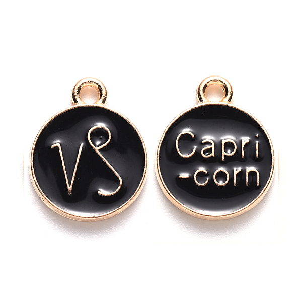 PandaHall Alloy Enamel Pendants, Cadmium Free & Lead Free, Flat Round with Constellation, Light Gold, Black, Capricorn, 22x18x2mm, Hole...
PandaHall Alloy Enamel Pendants, Cadmium Free & Lead Free, Flat Round with Constellation, Light Gold, Black, Capricorn, 22x18x2mm, Hole...