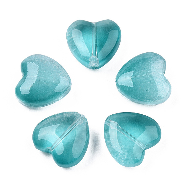 PandaHall Transparent Spray Painted Glass Beads, Heart, Dark Cyan, 12x12x5.5mm, hole: 0.9~1mm Glass Heart 
PandaHall Transparent Spray Painted Glass Beads, Heart, Dark Cyan, 12x12x5.5mm, hole: 0.9~1mm Glass Heart