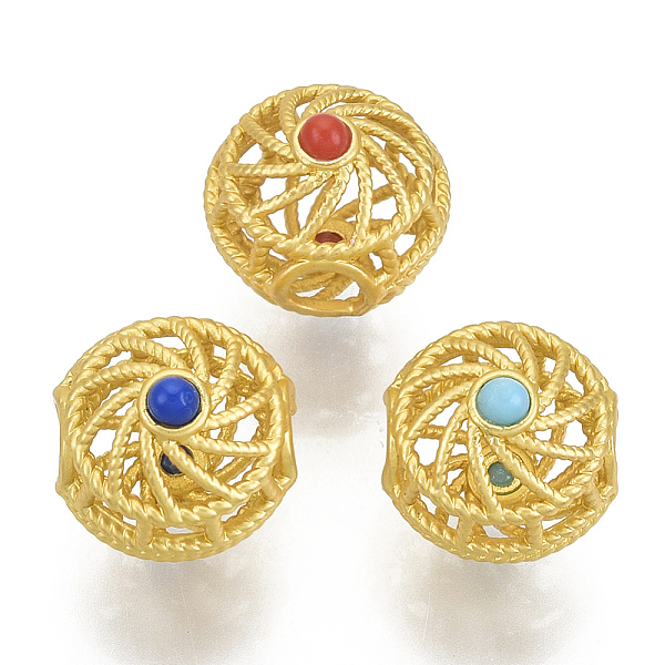 PandaHall Brass Beads, with Resin, Hollow, Flat Round, Matte Style, Matte Gold Color, Mixed Color, 10x10.5mm, Hole: 2.5mm Brass+Resin Flat..., Multicolor
PandaHall Brass Beads, with Resin, Hollow, Flat Round, Matte Style, Matte Gold Color, Mixed Color, 10x10.5mm, Hole: 2.5mm Brass+Resin Flat..., Multicolor