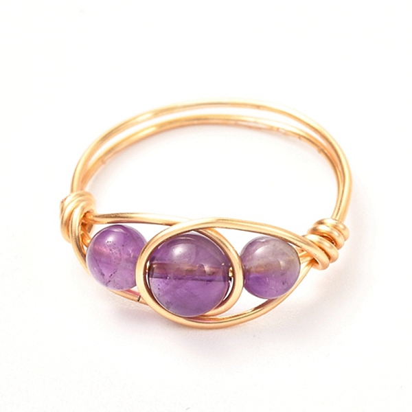 PandaHall Copper Wire Wrapped Natural Amethyst Braided Bead Rings for Women, Real 18K Gold Plated, US Size 7 3/4, Inner Diameter: 18mm..., Purple
PandaHall Copper Wire Wrapped Natural Amethyst Braided Bead Rings for Women, Real 18K Gold Plated, US Size 7 3/4, Inner Diameter: 18mm..., Purple