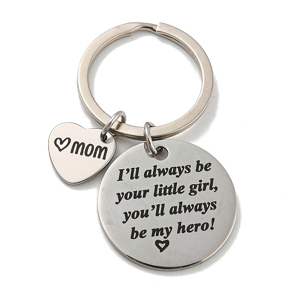 PandaHall Mother's Day Gift 201 Stainless Steel Heart with Word Mom Keychains, with Iron Key Rings, Flat Round, 6cm Stainless Steel Flat...
PandaHall Mother's Day Gift 201 Stainless Steel Heart with Word Mom Keychains, with Iron Key Rings, Flat Round, 6cm Stainless Steel Flat...