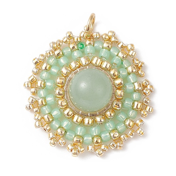 PandaHall Natural Green Aventurine Flat Round Pendants, Woven Handmade Japanese Seed Bead Charms, 27.5~28x25~25.5x8.5mm, Hole: 3.5mm Green...
PandaHall Natural Green Aventurine Flat Round Pendants, Woven Handmade Japanese Seed Bead Charms, 27.5~28x25~25.5x8.5mm, Hole: 3.5mm Green...