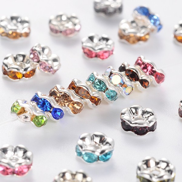 PandaHall Rhinestone Spacer Beads, Grade A, Nickel Free, Rondelle, Silver Color Plated, Mixed Color, about 5mm in diameter, 2.5mm thick..., Multicolor
PandaHall Rhinestone Spacer Beads, Grade A, Nickel Free, Rondelle, Silver Color Plated, Mixed Color, about 5mm in diameter, 2.5mm thick..., Multicolor