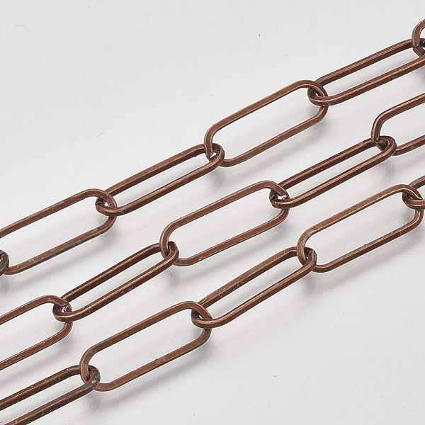 PandaHall Unwelded Iron Paperclip Chains, Flat Oval, Drawn Elongated Cable Chains, with Spool, Red Copper, 18x6x1.2mm, about 82.02 Feet...
PandaHall Unwelded Iron Paperclip Chains, Flat Oval, Drawn Elongated Cable Chains, with Spool, Red Copper, 18x6x1.2mm, about 82.02 Feet...