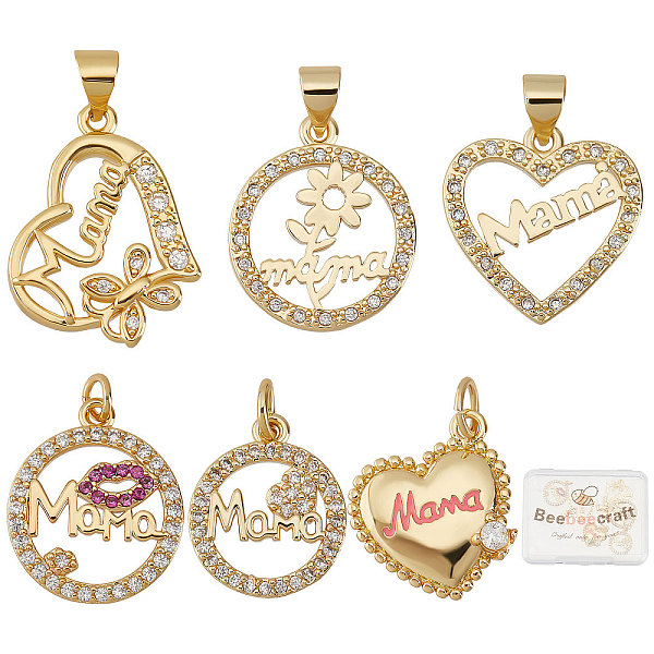 PandaHall Beebeecraft 6Pcs 6 Style Mother's Day Brass Micro Pave Clear Cubic Zirconia Pendants, with Snap on Bails, Heart & Flat Round with...
PandaHall Beebeecraft 6Pcs 6 Style Mother's Day Brass Micro Pave Clear Cubic Zirconia Pendants, with Snap on Bails, Heart & Flat Round with...