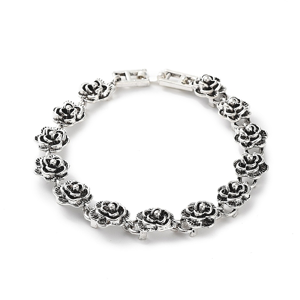 PandaHall Vintage Alloy Rose Flower Link Chain Bracelet for Women, Antique Silver, 7-1/4 inch(18.5cm) Alloy
PandaHall Vintage Alloy Rose Flower Link Chain Bracelet for Women, Antique Silver, 7-1/4 inch(18.5cm) Alloy