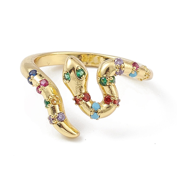 PandaHall Colorful Cubic Zirconia Snake Open Cuff Ring, Brass Jewelry for Women, Lead Free & Cadmium Free, Real 18K Gold Plated, US Size 6..., Multicolor
PandaHall Colorful Cubic Zirconia Snake Open Cuff Ring, Brass Jewelry for Women, Lead Free & Cadmium Free, Real 18K Gold Plated, US Size 6..., Multicolor