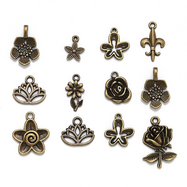 PandaHall Tibetan Style Alloy Pendants, Nickel Free, Flower, Mixed Style, Antique Bronze, 8~65x6~47x1~8mm, Hole: 1~11x8mm Alloy Flower
PandaHall Tibetan Style Alloy Pendants, Nickel Free, Flower, Mixed Style, Antique Bronze, 8~65x6~47x1~8mm, Hole: 1~11x8mm Alloy Flower