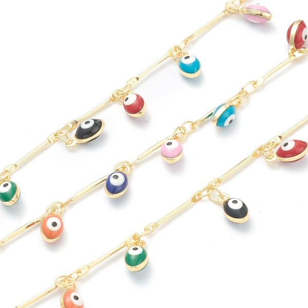 PandaHall Light Gold Brass Bar Link Chain, with Enamel Evil Eye Charms, Long-Lasting Plated, with Spool, Soldered, Colorful, 8x4x4mm...
PandaHall Light Gold Brass Bar Link Chain, with Enamel Evil Eye Charms, Long-Lasting Plated, with Spool, Soldered, Colorful, 8x4x4mm...