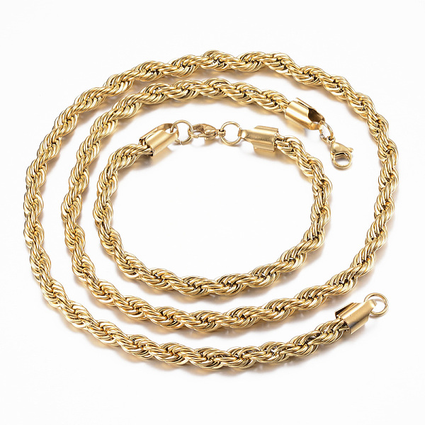 PandaHall 304 Stainless Steel Chain Necklaces and Bracelets Jewelry Sets, with Lobster Claw Clasps, Golden, 25.59 inch(65cm), 220mm 304...
PandaHall 304 Stainless Steel Chain Necklaces and Bracelets Jewelry Sets, with Lobster Claw Clasps, Golden, 25.59 inch(65cm), 220mm 304...