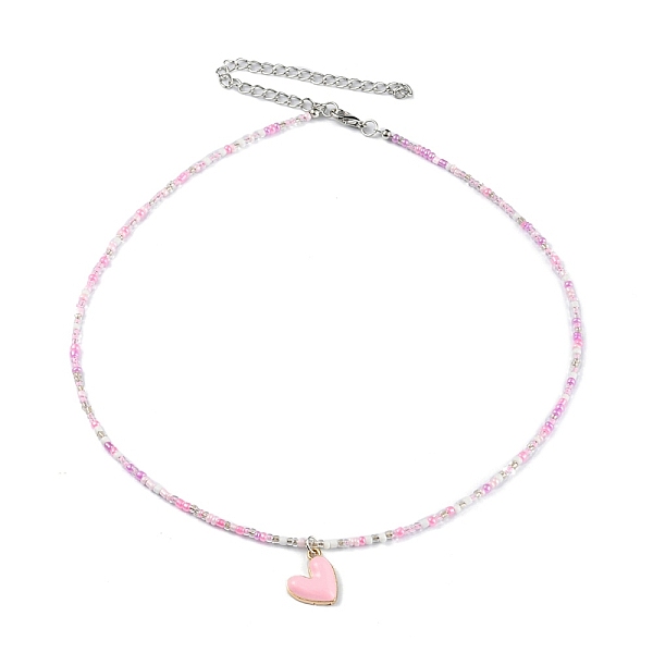 PandaHall Alloy Enamel Heart Charm Necklace, Glass Seed Beaded Necklace for Women, Pink, 17.13 inch(43.5cm) Glass Pink
PandaHall Alloy Enamel Heart Charm Necklace, Glass Seed Beaded Necklace for Women, Pink, 17.13 inch(43.5cm) Glass Pink