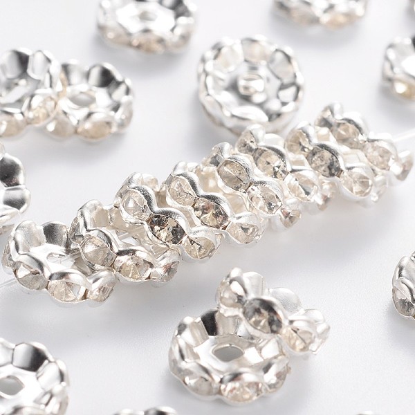 PandaHall Brass Rhinestone Spacer Beads, Grade B, Clear, Silver Color Plated, Size: about 10mm in diameter, 4mm thick, hole: 2mm...
PandaHall Brass Rhinestone Spacer Beads, Grade B, Clear, Silver Color Plated, Size: about 10mm in diameter, 4mm thick, hole: 2mm...