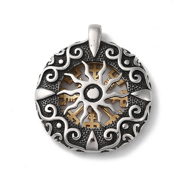PandaHall Ion Plating(IP) 304 Stainless Steel Pendants, Flat Round with Hollow Sun & Vegvisir, Antique Silver & Golden, 39x34.5x7mm, Hole...
PandaHall Ion Plating(IP) 304 Stainless Steel Pendants, Flat Round with Hollow Sun & Vegvisir, Antique Silver & Golden, 39x34.5x7mm, Hole...