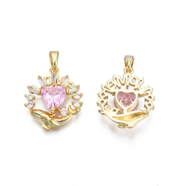 PandaHall Brass Micro Pave Clear Cubic Zirconia Pendants, with Brass Snap on Bails, Nickel Free, Real 18K Gold Plated, Heart with Word Love...
PandaHall Brass Micro Pave Clear Cubic Zirconia Pendants, with Brass Snap on Bails, Nickel Free, Real 18K Gold Plated, Heart with Word Love...