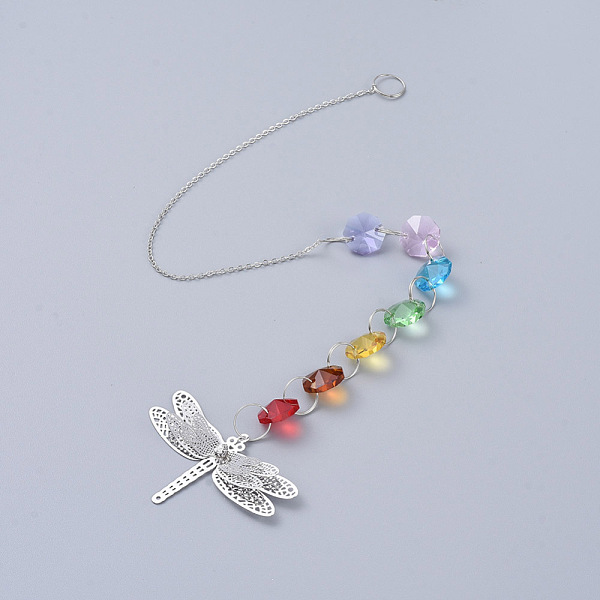 PandaHall Chandelier Suncatchers Prisms Octogon Glass Chakra Hanging Pendant, with Dragonfly Iron Pendant and Cable Chain, Faceted, Platinum...
PandaHall Chandelier Suncatchers Prisms Octogon Glass Chakra Hanging Pendant, with Dragonfly Iron Pendant and Cable Chain, Faceted, Platinum...
