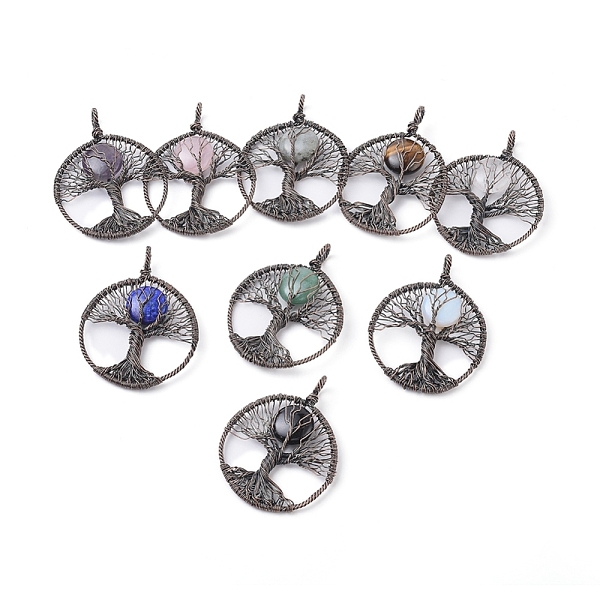 PandaHall Natural & Synthetic Mixed Gemstone Big Pendants, Wire Wrapped Pendants, with Red Copper Tone Brass Findings, Flat Round with Tree...
PandaHall Natural & Synthetic Mixed Gemstone Big Pendants, Wire Wrapped Pendants, with Red Copper Tone Brass Findings, Flat Round with Tree...